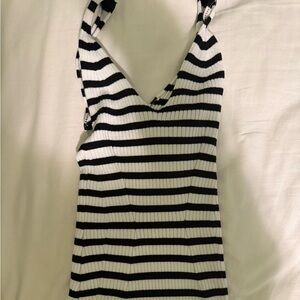 Black and white striped midi dress